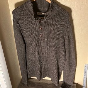 Tommy Bahama Mens Button Mock Neck 80% Lambswool Sweater Color Brown Size Large